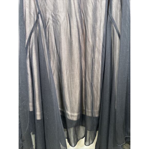 VTG Jodi California Babydoll Midi Dress 7/8 Rouched Black Sheer Whimsigoth Y2K‎ - Picture 5 of 10